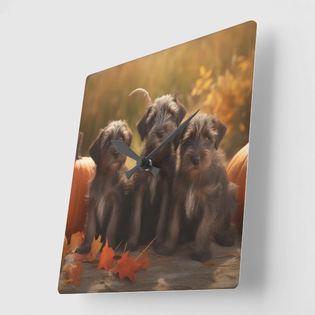 Reloj Cuadrado Griffon Puppy con puntas alámbricas (Ángulo)
