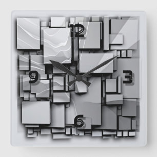 Reloj Cuadrado Gris Art Deco