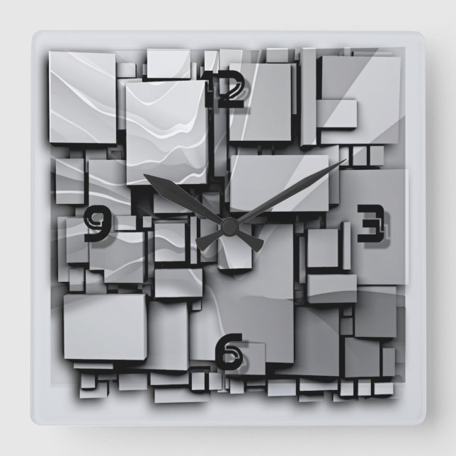 Reloj Cuadrado Gris Art Deco (Anverso)