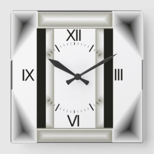 Reloj Cuadrado gris Art Deco