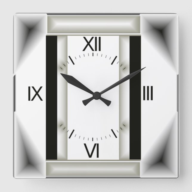 Reloj Cuadrado gris Art Deco (Anverso)