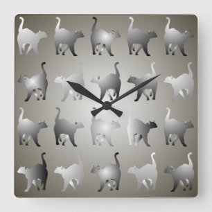 Reloj Cuadrado Gris Cats Patrón Cuadrado Cuadrado Cuadrado Cuadra