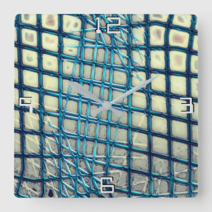 Reloj Cuadrado Gris cian borroso similar a la maraña de la red de