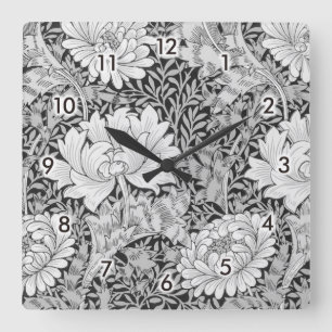 Reloj Cuadrado Gris crisantemo, William Morris