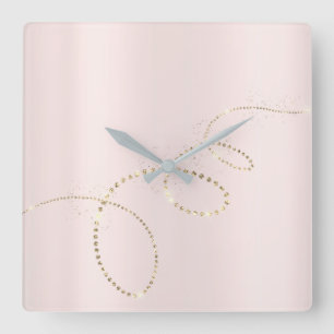 Reloj Cuadrado Gris de cristal congelado cristales rosados del