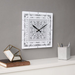 Reloj Cuadrado Gris de encaje cerámico