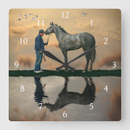 Reloj Cuadrado Gris Horario Y Groom OTTB Pared Clock