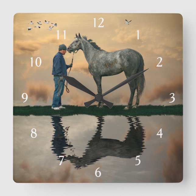 Reloj Cuadrado Gris Horario Y Groom OTTB Pared Clock (Anverso)