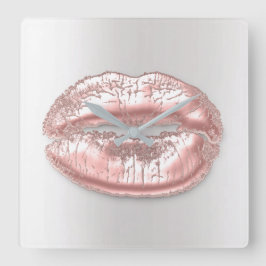 Reloj Cuadrado Gris Kiss Lips Artista de maquillaje de Rubor Rosa