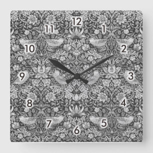 Reloj Cuadrado Gris, ladrón de fresa, William Morris