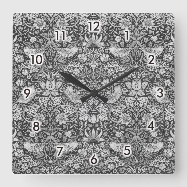 Reloj Cuadrado Gris, ladrón de fresa, William Morris (Anverso)