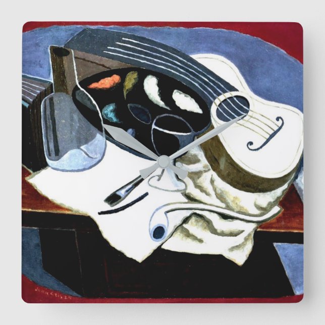 Reloj Cuadrado Gris - Mesa del pintor; Pintura de Juan Gris (Anverso)