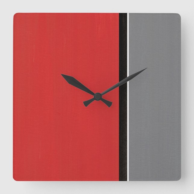 Reloj Cuadrado Gris rojo moderno (Anverso)