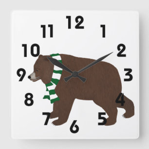 Reloj Cuadrado Grizzly Bear Clock