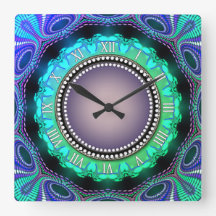 Groovy Time Aqua Green Purple Wall Clock