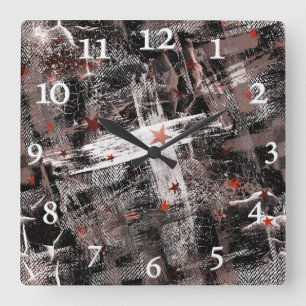 Reloj Cuadrado Grunge abstraction. Brown, black and white.