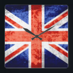 Reloj Cuadrado Grunge Bandera del Reino Unido 6<br><div class="desc">Bandera del Reino Unido. El diseño está disponible en otros productos.</div>