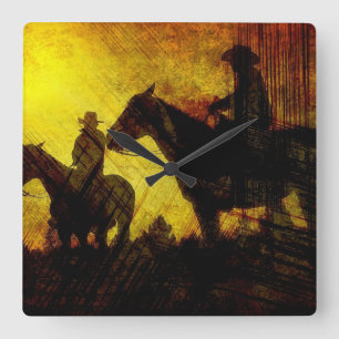 Reloj Cuadrado Grunge Cowboy Range Riders Square Wall Clock