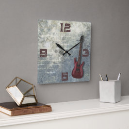 Reloj Cuadrado Grunge Guitar Square Wall Clock