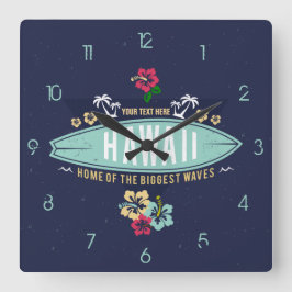 Reloj Cuadrado Grunge Retro Vintage Aloha Hawái Surfista
