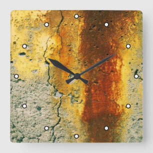 Reloj Cuadrado Grunge urbano de hormigón rusto con puntos