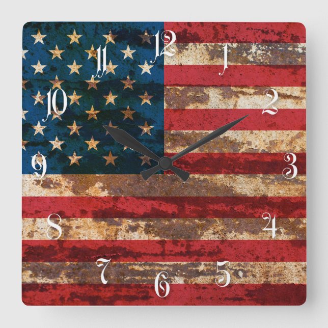 Reloj Cuadrado Grunge USA flag (Anverso)