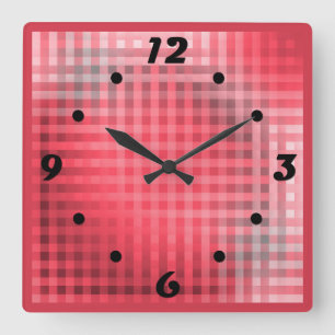 Reloj Cuadrado Gruns de seda roja y gris