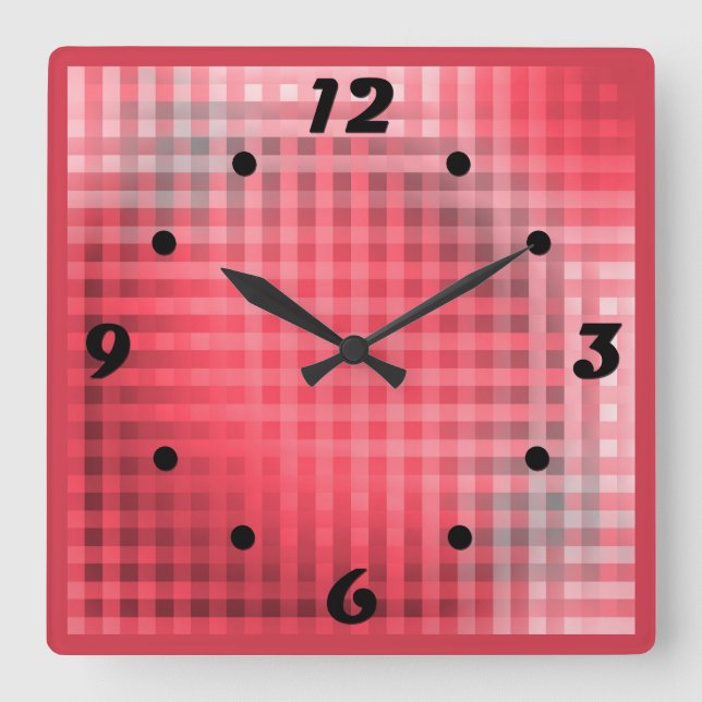 Reloj Cuadrado Gruns de seda roja y gris (Anverso)