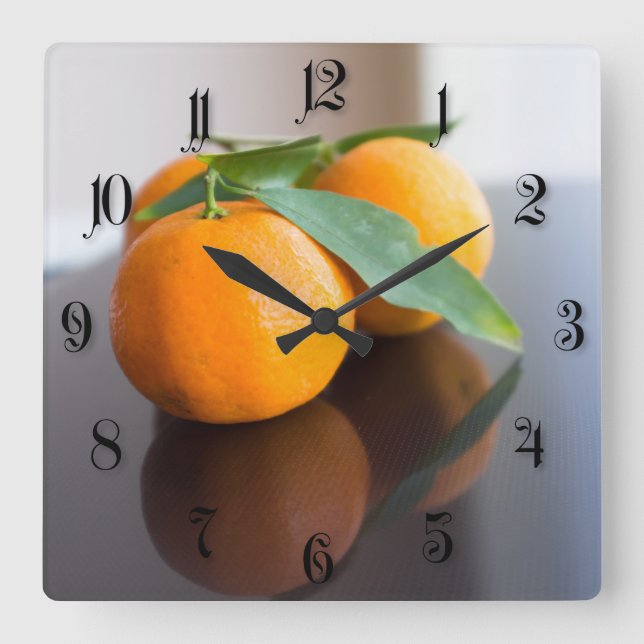 Reloj Cuadrado Grupo de las mandarinas frescas (Anverso)