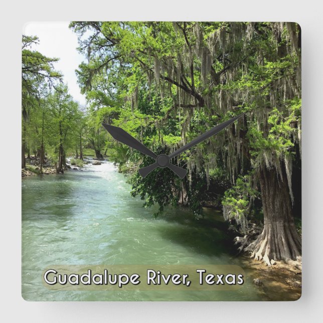 Reloj Cuadrado Guadalupe River in Gruene, Texas  (Anverso)