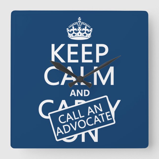 Reloj Cuadrado Guarde la calma y llame a un abogado (en cualquier (Anverso)