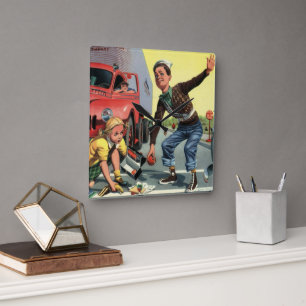 Reloj Cuadrado Guardia de cruce de la Patrulla de Seguridad Antig