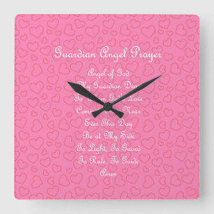 Reloj Cuadrado Guardian Angel Prayer Pink Square Wall Clock