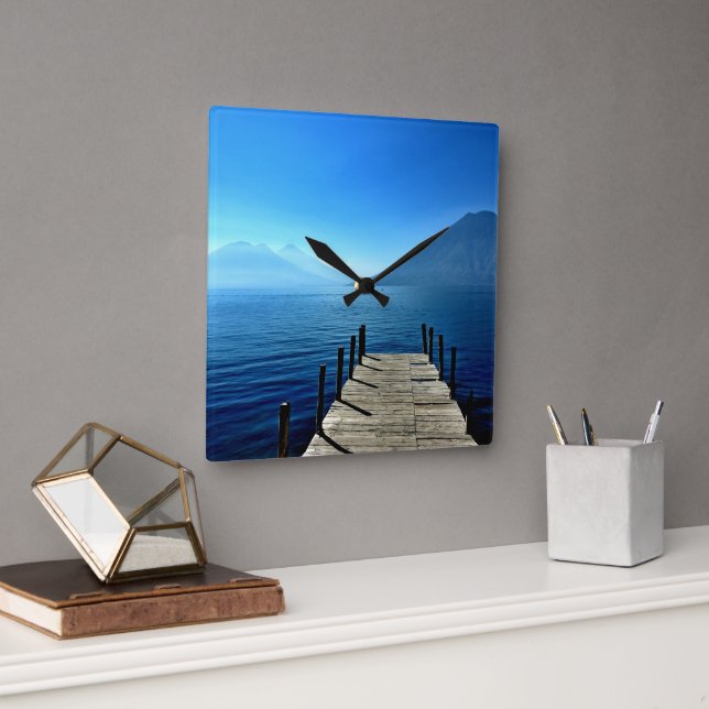 Reloj Cuadrado Guatemala - Lago Atitlan Sunrise (Oficina)