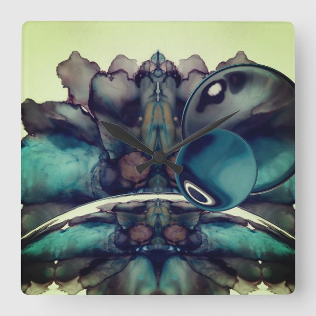 Reloj Cuadrado Guay Blue Scifi Other World Landscape Resumen L (Anverso)