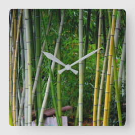 Reloj Cuadrado Guay Hermoso Bambú Grove Amarillo Verde y Gris