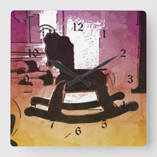 Reloj Cuadrado Guay Kids Wooden Rocke Horse Toy Pop Art