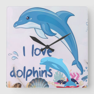 Reloj Cuadrado Guay l Love Dolphins cita a amantes de los delfine