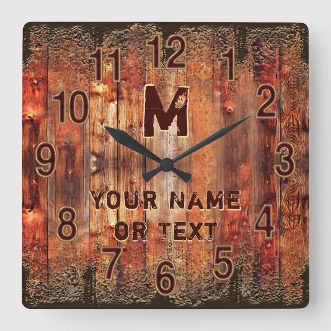 Reloj Cuadrado Guay Rustic Clock personalizado con tu TEXTO (Anverso)