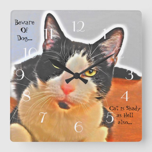 Reloj Cuadrado Guay Tuxedo Cat (Anverso)