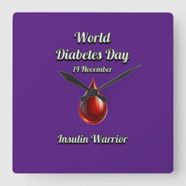 Reloj Cuadrado Guerrero de insulina. Día mundial de la diabetes.