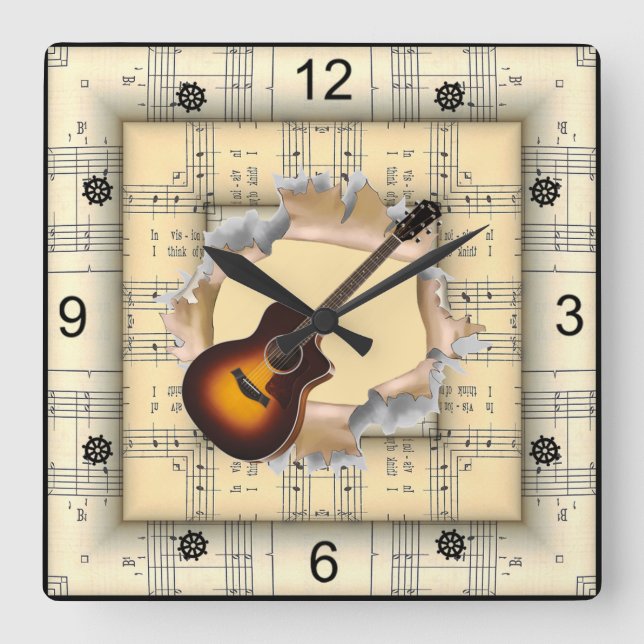 Reloj Cuadrado Guitar ~ Breaking Through Strange Sheet Music ~  (Anverso)