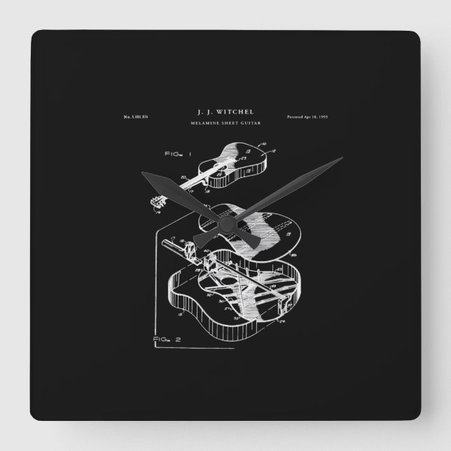 Reloj Cuadrado Guitar Lover | Martin Guitar Patent (Anverso)