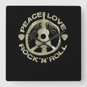Reloj Cuadrado Guitar Lover Peace Love Rock'N'Roll