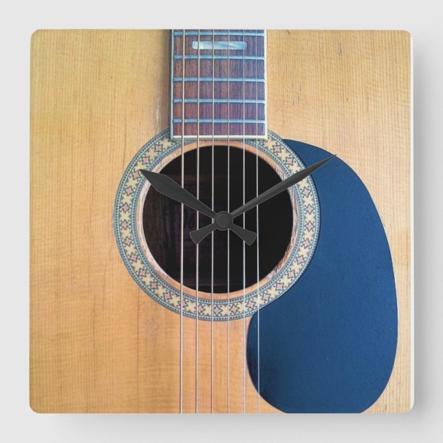 Reloj Cuadrado Guitarra Acústica Dreadnought (Anverso)