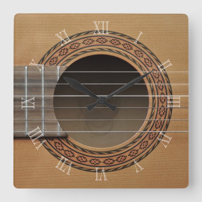 Reloj Cuadrado Guitarra clásica v2 (Anverso)