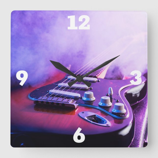 Reloj Cuadrado Guitarra eléctrica (Anverso)