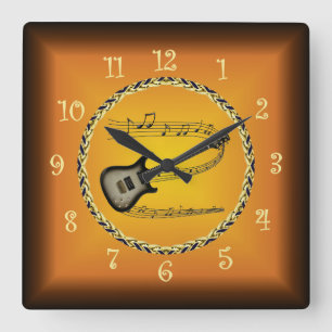 Reloj Cuadrado Guitarra Eléctrica 02 Musical Scroll & Russet Nara