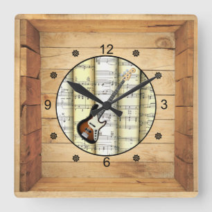 Reloj Cuadrado Guitarra eléctrica ~ 3 Dimensional ~ Caja de arte