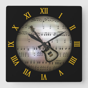 Reloj Cuadrado Guitarra Eléctrica~Fondo "El planeta musical" *~